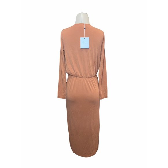 L'Academie The Judy Midi Dress in Terracotta X-Small New AS-IS women’s neutral - Picture 6 of 9